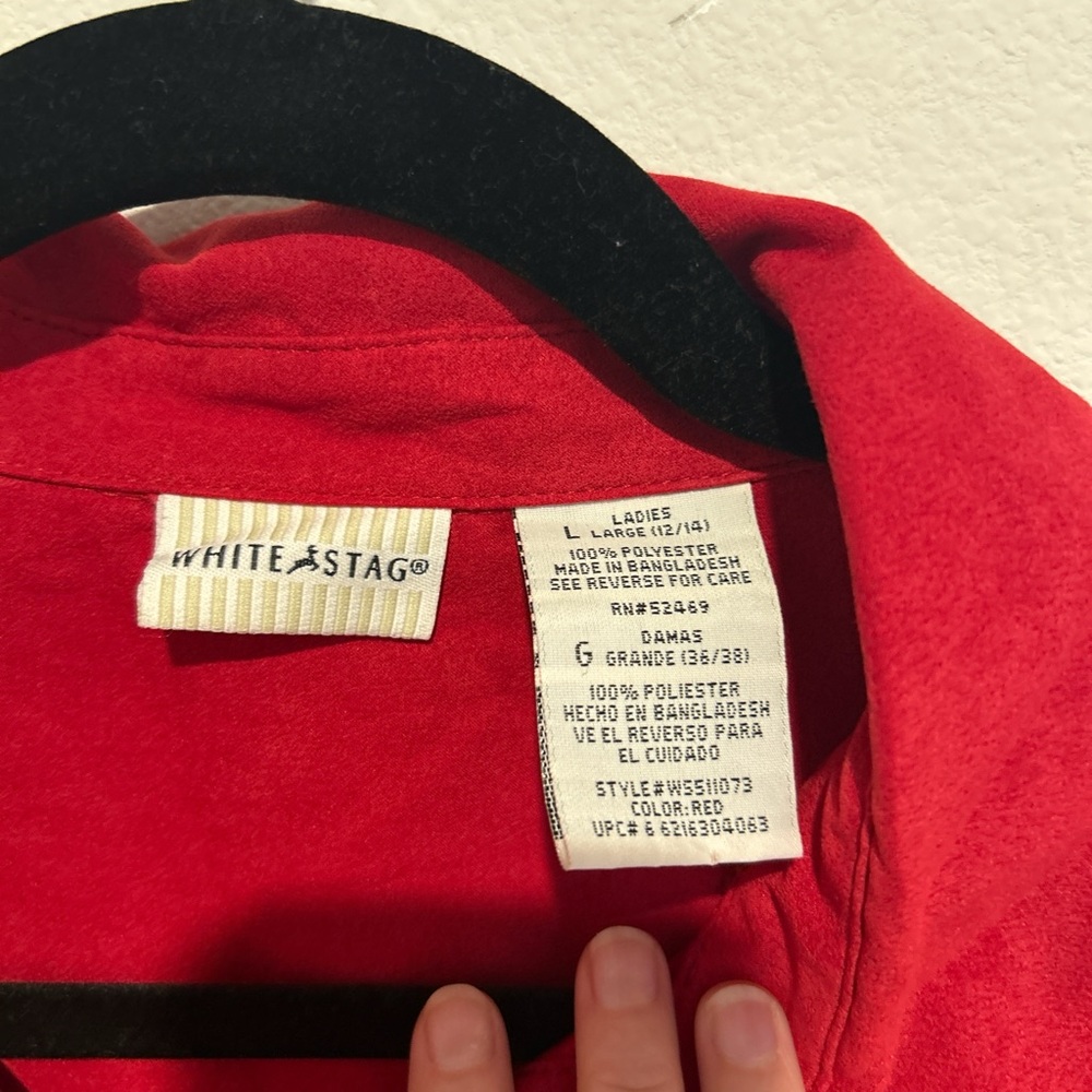 White Stag Vibrant Red Suede Button Up - Picture 3 of 5